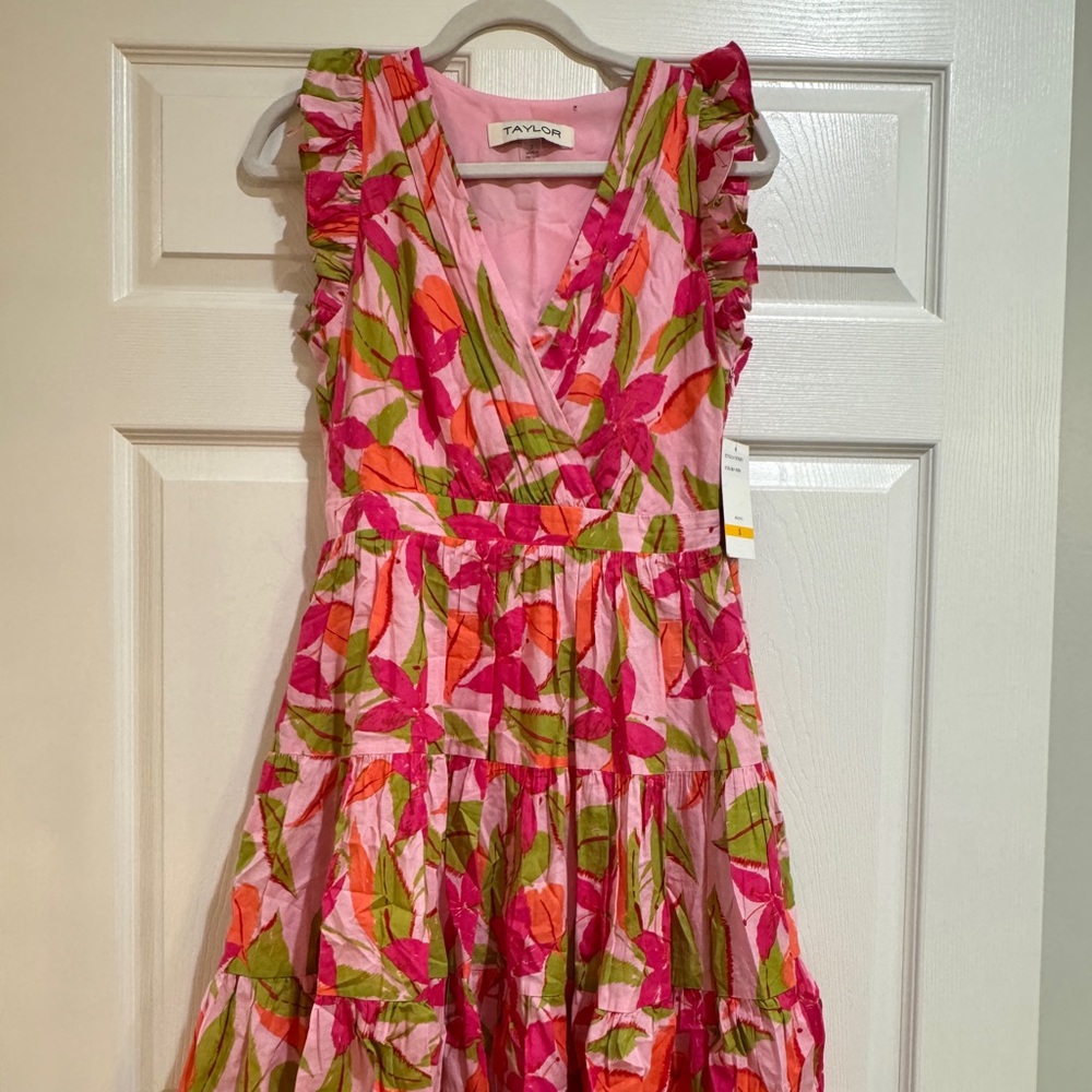 Taylor Pink and Green Floral Kids Dress